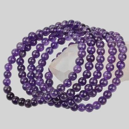 MASSIVE BEADS Handmade Yoga Stretch Elastic Bracelet Natural Stone Crystal Healing Power Energy Gifts for Unisex Adult 4mm 6mm 8mm 10mm - color: Amethyst(Love Guardian), size: 6mm