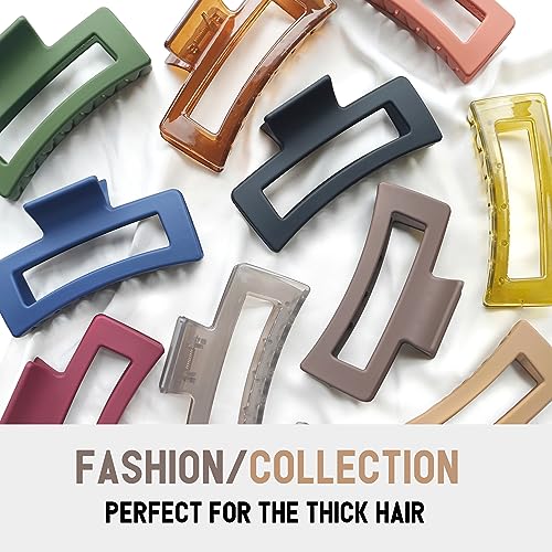XXL Jumbo Rectangle Claw Clips for Thick Hair - Strong Hold Hair Clips | Rectangle Design | Matte Finish | Non Slip | Wide Opening | 2 Pack (Black & Brown) - color: Black & Brown