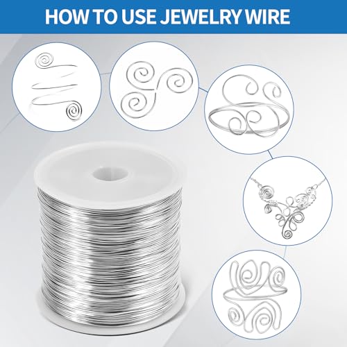 26 Gauge Tarnish Resistant Copper Wire 328ft for Jewelry Wire（Silvery） | (0.4mm X 100m) durable craft copper wire, ideal for handmade ornaments design and various DIY handcraft projects - color: Silver