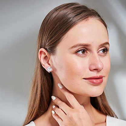 YOQUCOL 10MM Cubic Zirconia Crystal Clip On Stud Earrings Round Non Pierced Earrings for Women - color: White