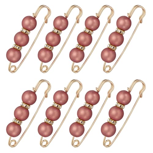 MECCANIXITY Pearl Brooch Pins, Decorative Safety Pin Brooch Fashion Sweater Shawl Crystal Clip for Collar Dress Shirt Clothing Accessories for Girls and Women - color: Pink
