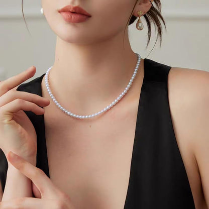 White Genuine Freshwater Cultured Pearl Necklace For Women And Men | Full Sizes from 3mm to 14mm Freshwater Pearls, AAA Grade & Above, A Love Gift Choice For Anniversaries And Birthdays - size: 4-5mm 18+2in