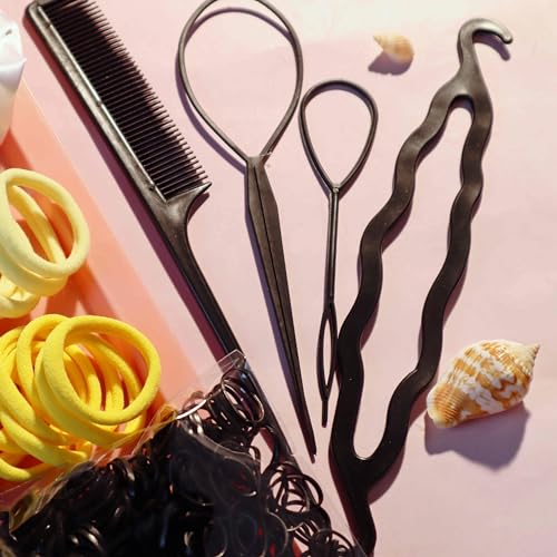 YANRONG Women's Hair Accessories Set: 755 Seamless Ponytail Holders, Variety Hair Scrunchies, Bands, and Ties for Thick and Curly Hair (Yellow) - color: 755PCS（Yellow)