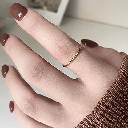 Women's Stainless Steel 1MM Thin Plain Midi Stacking Ring Band Comfort Fit, Size 3 to 10 - color: Dome - G (with 3 cz)