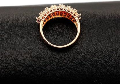 Uloveido Beautiful Women's 7 Stones Wedding Band Oval Cubic Zirconia Engagement Anniversary Rings J501 - color: Gold-Red