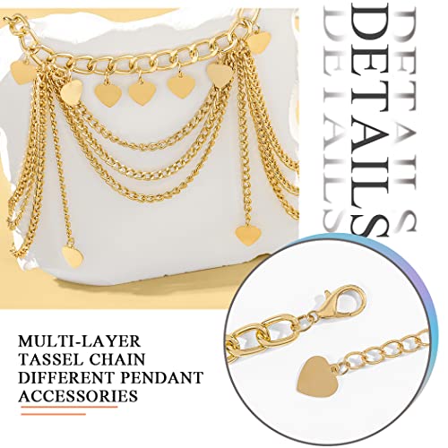 ELABEST Gold Waist Chain Layered Tassel Metal belly chain belt for women Fashion Costume Outfit Accessories