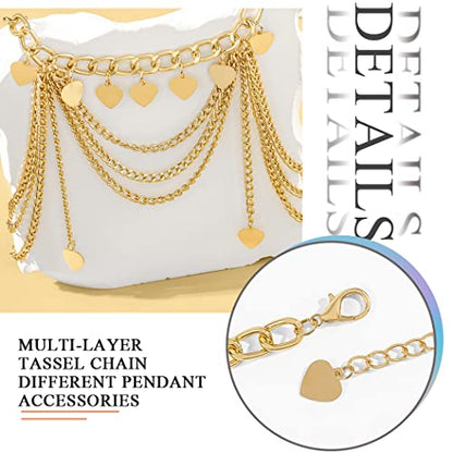 ELABEST Gold Waist Chain Layered Tassel Metal belly chain belt for women Fashion Costume Outfit Accessories