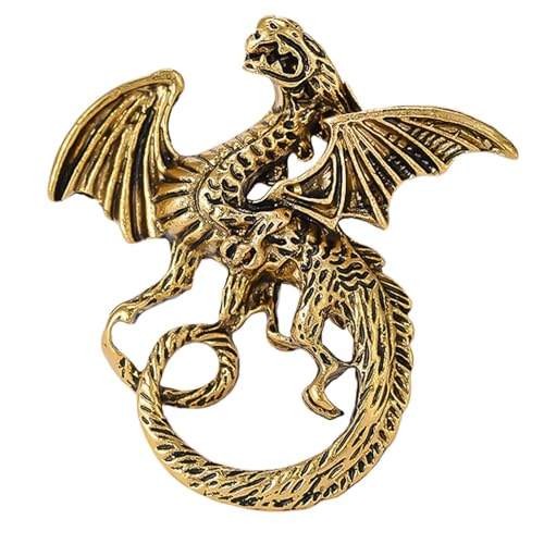HETICA Vintage Animal Dragon Skull Wolf Crown Lion Brooch for Men Women Suit Tie Dress Lapel Pin Fashion Jewelry - style: Vintage Gold Dragon