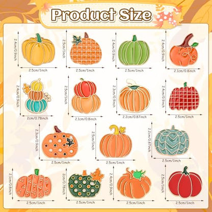 SANNIX 15Pcs Fall Pumpkin Pins, 15 Styles Enamel Colorful Pumpkin Brooches | Autumn Thanksgiving Pin Badges for Party Favors, Holiday Backpack Badge, Clothes Bags Hats Accessories - style: Pumpkin Pin