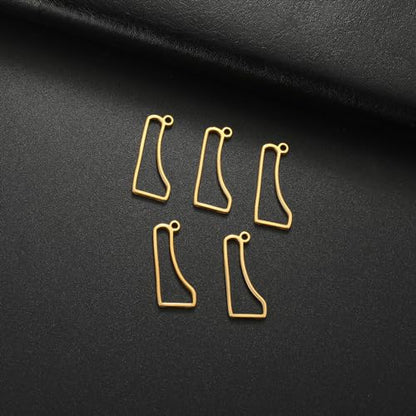 kkjoy 5Pcs Hollow Continents Maps of USA Pendant Charms for Jewelry Making and Crafting, Stainless Steel Mini Charm Craft Supplies Accessories for DIY Bracelet Necklace Earrings - color: Hollow Delaware Map - Gold