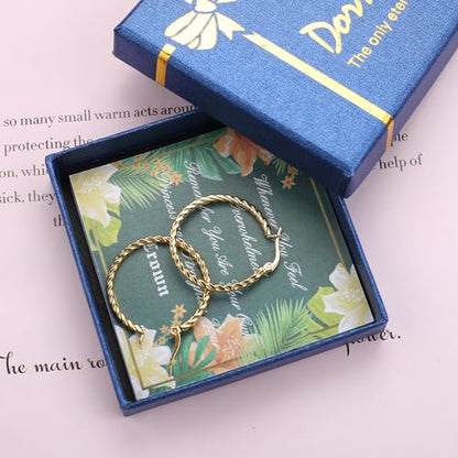 Cable Hoop Earring for Women Light-Weight Twisted Italian Design Round Hoop Earrings Diameter 25mm - color: gold