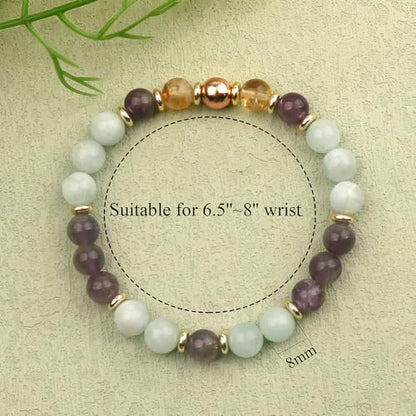 KSQS Healing Stone Bead Bracelet for Women, Natural Gemstones Balance Protection Bracelet, Spiritual Crystal Beads Bracelet Anxiety Relief with Meaning Card - color: Strength