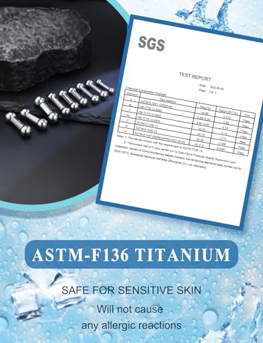 2G 4G 6G 8G 10G 12G 14G 16G Astm F136 Titanium Internally Threaded Nipple Tongue Rings Piercing Jewelry Industrial Straight Barbell Tongue Nipple Ring Bridge Piercing Jewelry For Women Men - size: 4 Gauge-12MM