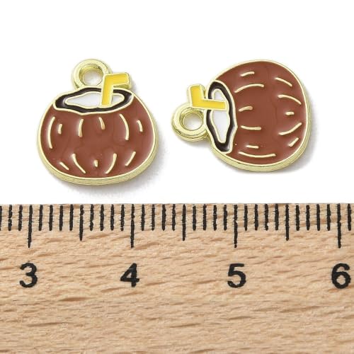 KitBeads 10Pcs Fruit Coconut Charms Enamel Summer Coco Juice Tropical Plant Charms for Jewelry Making Bracelets Necklace Earrings Bulk