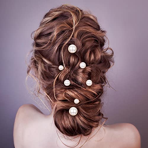OIIKI 12PCS Pearls Hair Bobby Pins, Pearl Hair Clips, 3 Sizes, Gold | Pearl Barrettes, Decorative Wedding Bobby Pins, Bridal Hairstyles Accessories for Women, Girls, Daily Use, Parties