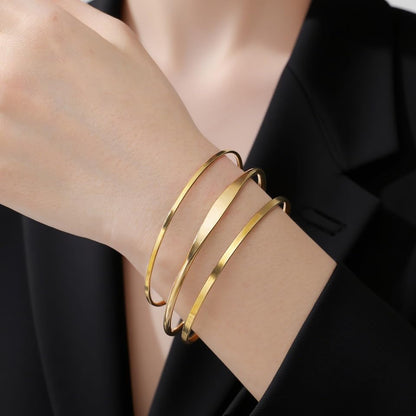 Minimalist Stainless Steel Cuff Bracelets For Adults, Simple Bangle Jewelry