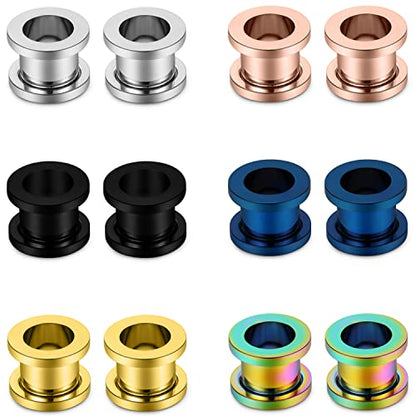 Vsnnsns 14G 12G 8G 6G 4G 2G 0G 00G Stainless Steel Ear Tunnels Screw Fit Ear Plugs Tunnels Gauges Set 1.6MM 2MM 3MM 4MM 5MM 6MM 8MM 10MM - color: 0G-8.0mm