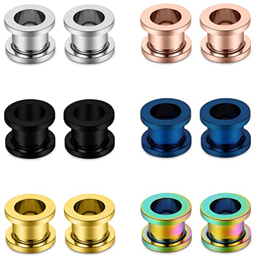 Vsnnsns 14G 12G 8G 6G 4G 2G 0G 00G Stainless Steel Ear Tunnels Screw Fit Ear Plugs Tunnels Gauges Set 1.6MM 2MM 3MM 4MM 5MM 6MM 8MM 10MM - color: 0G-8.0mm