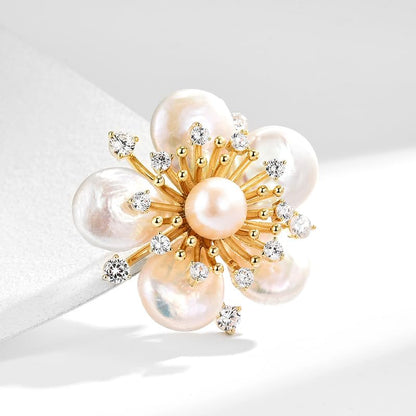 Brooches and Pins for Women Elegant Flower Pearl Brooches Costume Broches Jewelry Lady Christmas Pin for Women - style: GD-1764