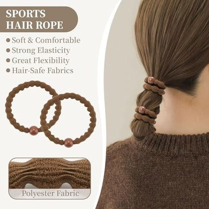 QIUTIMIY 10 Pcs No Damage Hair Ties Thick Hair Elastic Rubber Bands Hair Accessories Scrunchies Seamless for Women - color: Style 20