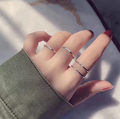 Women's Stainless Steel 1MM Thin Plain Midi Stacking Ring Band Comfort Fit, Size 3 to 10 - color: Dome - Silver (with 1 cz)