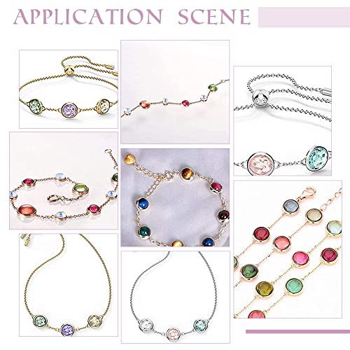 UNICRAFTALE 304 Stainless Steel Golden Rhinestone Connector Charm Flat Round Links Charms Double Loop Ring Charm Necklace Bracket Charms for Jewellery Making - color: 12 Color