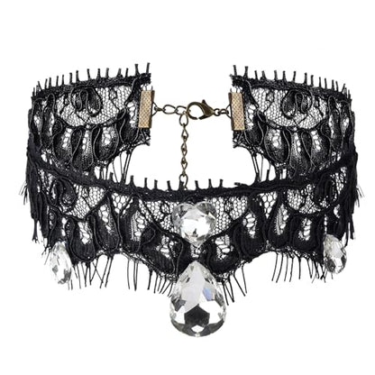 MILAKOO Lace Tattoo Choker for Women Elegant Goth & Elegant Necklace Collarbone Pearl Pendant Collar - color: Black A