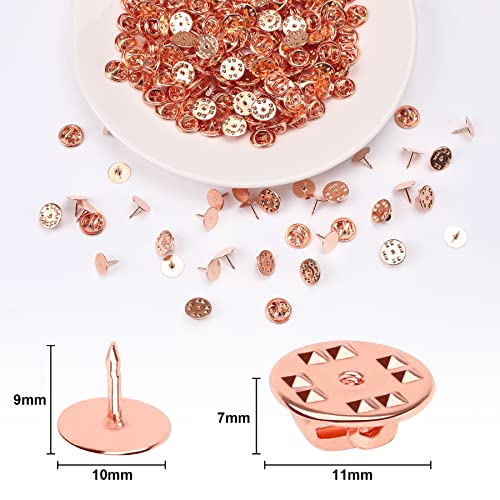 JANYUN 120 Pairs Butterfly Clutch Tie Tacks,Blank Pin Clasp Back | Rose Gold,Metal Holder Lock Backings,Replacement with 8mm Length 10mm Width Blank Pins for Brooch Lapel Enamel Craft Ma - color: Rose Gold, size: 10mm