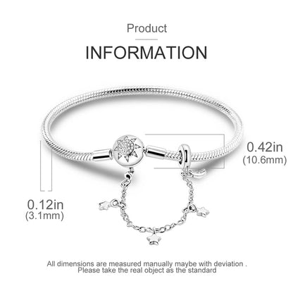 KUNSIR 925 Sterling Silver Snake Chain Bracelet with Safety Chain Charm Bracelets for Women Teen - style: KJB053