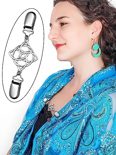 Jetec 4 Pieces Vintage Sweater Shawl Clips Retro Cardigan Collar Dress Shirt Brooch Clips for Women Wearing, 4 Styles - style: Simple Style