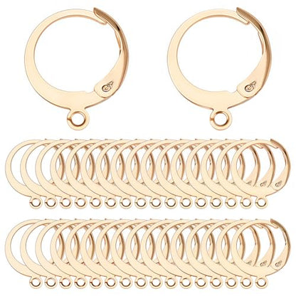 SUNNYCLUE 1 Box 80Pcs Leverback Earring Hooks Real 18K Gold Plated Stainless Steel Huggie Hoop Round Leverbacks Earwires Lever Back Hoops for Jewelry Making Earrings Backs Findings Replacement Adult - color: 80pcs Real 18k Gold Plated Stainless Steel Roun