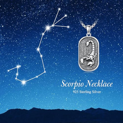 SIMONLY Zodiac Necklace 925 Sterling Silver Constellation Necklace Zodiac Sign Necklaces Horoscope Jewelry Christmas Birthday Astrology Gifts for Women Men Unisex - style: Scorpio