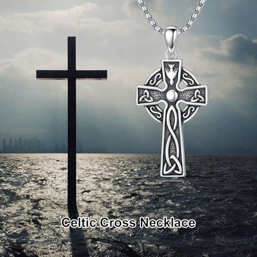 Cross Necklace for Men Women 925 Sterling Silver Cross Pendant Necklace Christian Religious Jewelry Gifts for Anniversary - color: 10-Celtic cross