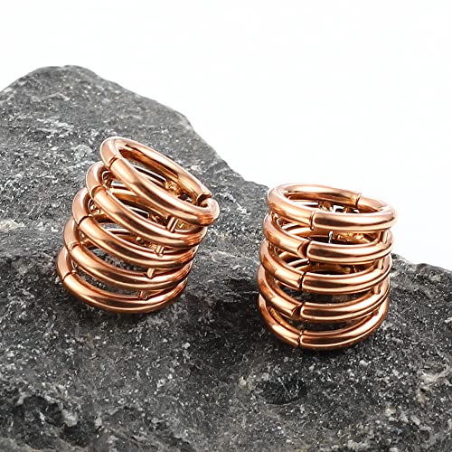 Casvort 2 PCS Hypoallergenic 316 Stainless Steel 00G/3/4'' Stacked Ring Cuffs for Stretched Lobe Ear Gauges Plugs Ear Tunnels Stretcher Earring Studs Clip on Cartilage Body Piercing Jewelry - color: Rose Gold 10mm (00g)