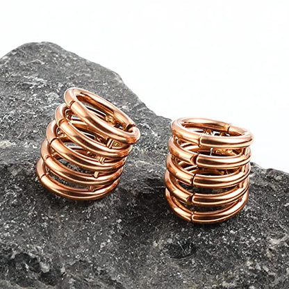 Casvort 2 PCS Hypoallergenic 316 Stainless Steel 00G/3/4'' Stacked Ring Cuffs for Stretched Lobe Ear Gauges Plugs Ear Tunnels Stretcher Earring Studs Clip on Cartilage Body Piercing Jewelry - color: Rose Gold 10mm (00g)