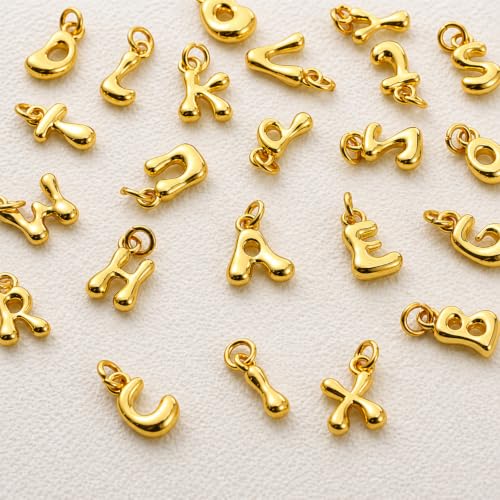 Tondiamo Gold Bubbled Charm for Jewelry Making Gold Letter Charm A- Z Alphabet Pendant Letters 3D Bubble Glitter Trendy Chunky Initial Alphabet for Women DIY Craft Bracelet Necklace - style: Style C