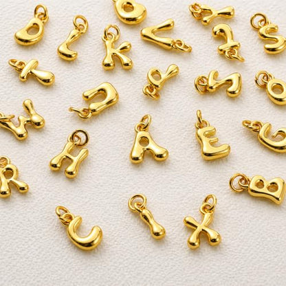 Tondiamo Gold Bubbled Charm for Jewelry Making Gold Letter Charm A- Z Alphabet Pendant Letters 3D Bubble Glitter Trendy Chunky Initial Alphabet for Women DIY Craft Bracelet Necklace - style: Style C