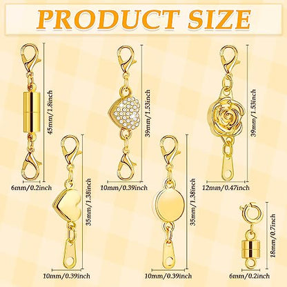 Paxcoo 12Pcs Magnetic Necklace Clasps and Closures, Locking Magnetic Jewelry Clasps, Magnetic Necklace Extender, Necklace Clasp Helper for Necklaces, Bracelets and Jewelry - size: 0.7 - 1.8 inches (Assorted Sizes)