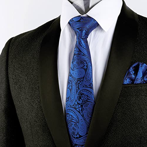 Alizeal Mens Gradient Paisley Necktie and Pocket Square Set | Elegant Design Perfect for Weddings Banquets Business Formal Events - color: 170-royal Blue