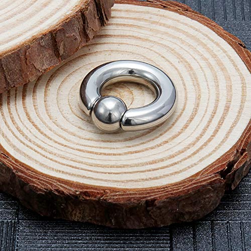 12G 10G 8G 6G 4G 2G 0G 00G Large Septum Rings Gauges Earrings Hoops 316L Surgical Steel Spring Action Captive Bead PA Ring CBR Septum Nose Rings Piercing Jewelry for Women Men - color: Silver, size: 4G=5mm Inner Dia: 1/2" (12mm)