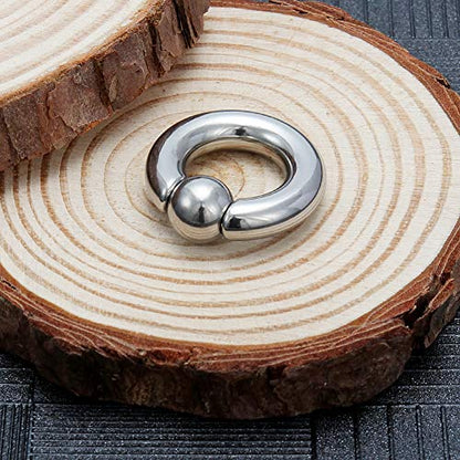 12G 10G 8G 6G 4G 2G 0G 00G Large Septum Rings Gauges Earrings Hoops 316L Surgical Steel Spring Action Captive Bead PA Ring CBR Septum Nose Rings Piercing Jewelry for Women Men - color: Silver, size: 4G=5mm Inner Dia: 1/2" (12mm)