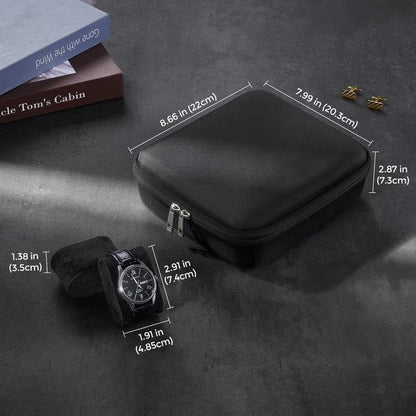 ProCase 6-Slot Travel Watch Case for Men, Hard Shell Storage Box -Black | Travel Watch Box for Watch Bracelet Accessories, Zippered Organizer Bag Fathers Day Gift for Dad - size: 6 Slots