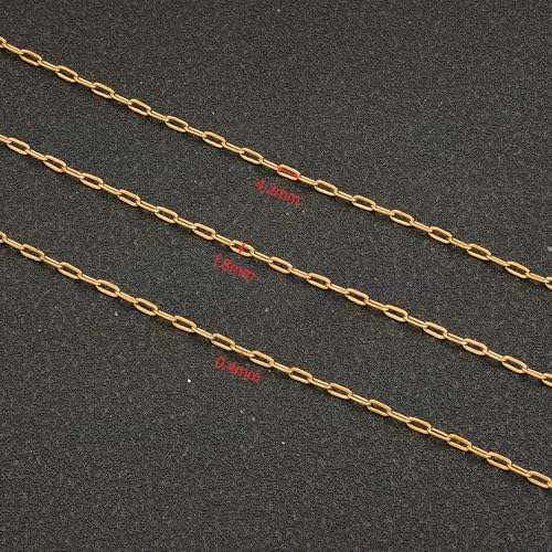 UMAOKANG 32.8 Feet Small Paperclip Chain for Jewelry Making Dainty Gold Plated Stainless Steel Chains Bulk on Spool - color: Paperclip Gold