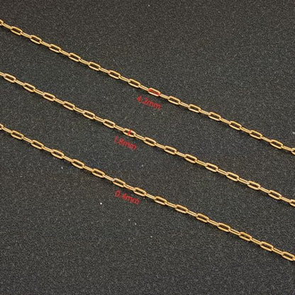 UMAOKANG 32.8 Feet Small Paperclip Chain for Jewelry Making Dainty Gold Plated Stainless Steel Chains Bulk on Spool - color: Paperclip Gold