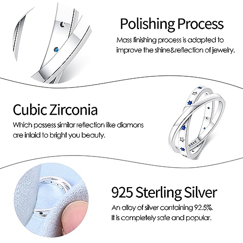 KUNSIR 925 Sterling Silver Rings Classic Cubic Zirconia Eternity Promise Statement Anniversary Wedding Bands Engagement Rings for Women Infinity Forever Love Ring Size 7-9 - style: Star Ring