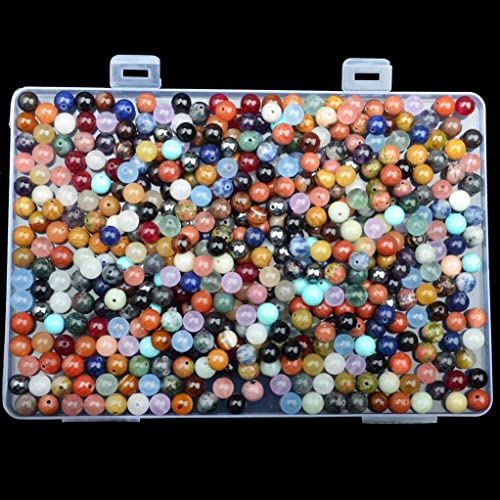 8mm Natural Mixed Materials Gemstones Beads Tiny Spacer Round Loose Beads Jewelry Making KIT with Thread 480 PCS(24 Natural, 8mm) - color: 24 Natural, size: 8mm