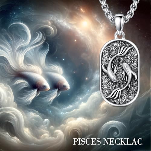 SIMONLY Zodiac Necklace 925 Sterling Silver Constellation Necklace Zodiac Sign Necklaces Horoscope Jewelry Christmas Birthday Astrology Gifts for Women Men Unisex - style: Pisces