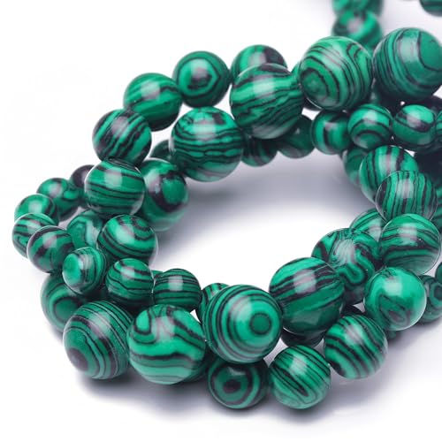 6mm Natural Stone Beads for Jewelry Making,Green Malachite Polished Smooth Round Gemstone Beads for Bracelet Necklace 15 Inch - color: Green Malachite, size: 6mm