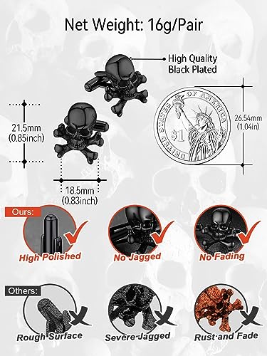 FaithHeart Mens Cufflinks, Norse Viking Tuxedo Shirt Cuff Links, Stainless Steel Cuff Links and Shirt Studs, Gift Box - style: 05. Skull Bones-Black