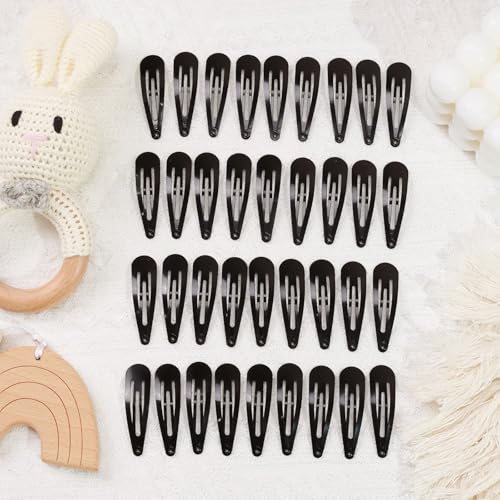 80pcs 2 Inch Snap Hair Clips Hair Barrettes Black Water Drop Snap Barrettes | 5cm black snap clips Girls Kids Women DIY Hair Accessory - color: Black